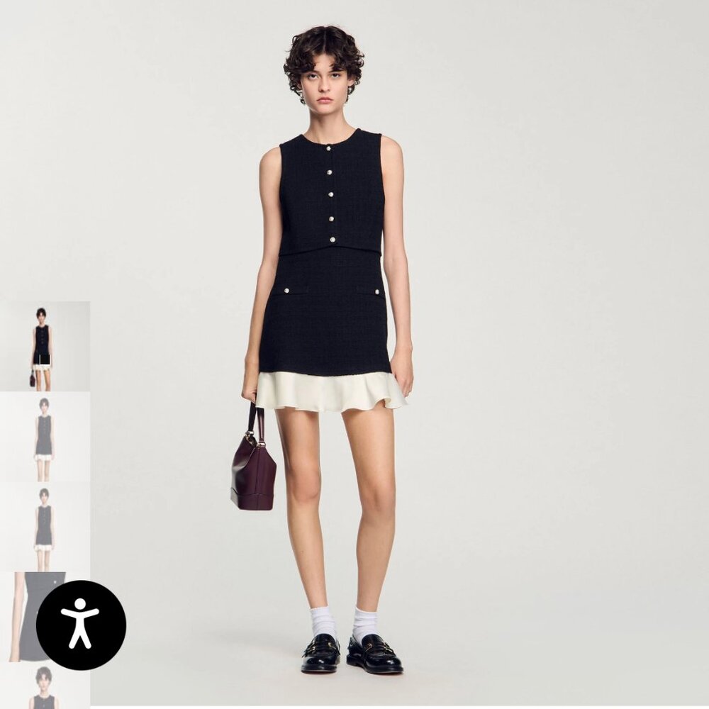 NWT Sandro Two-tone tweed mini dress, Size 8/ EU 40